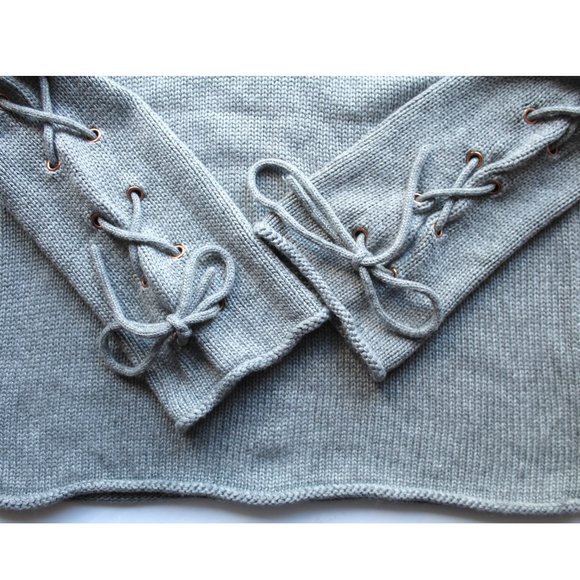 See By Chloe Oversized Lace-Up Knitted Sweater / Size XS / Silver Sage Tie Knit - Picture 10 of 12